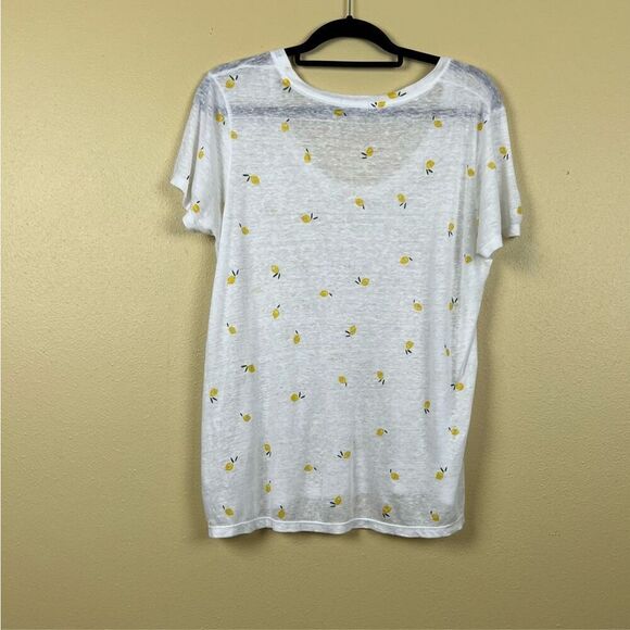 Rails T-Shirt Tee Citron Oversized White Linen Blend Lemon Print - Picture 4 of 6
